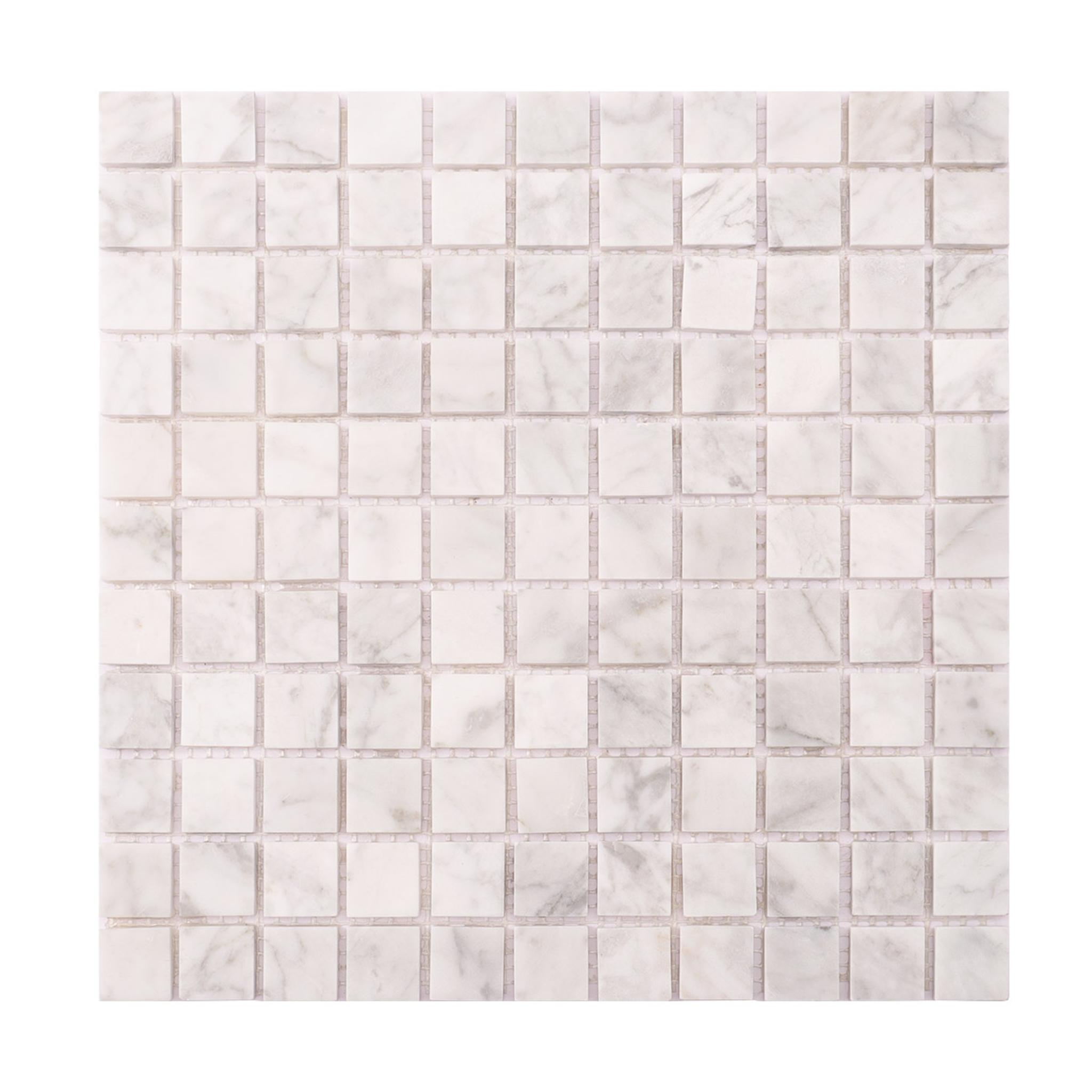 Carrara White Square Marble Mosaic Tiles for Elegant Walls — mosaic vuông bằng đá marble trắng & trắng Carrara
