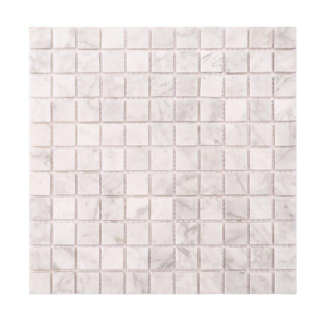 Carrara White Square Marble Mosaic Tiles for Elegant Walls — mosaic vuông bằng đá marble trắng & trắng Carrara