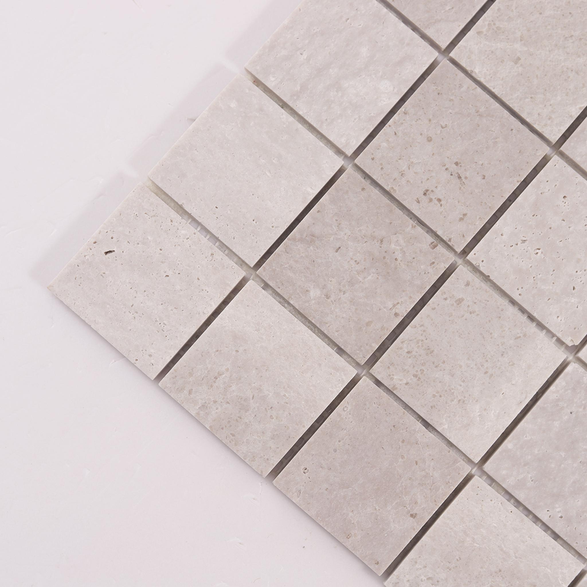 Gray Square Marble Mosaic Backsplash Tiles — mosaic vuông bằng đá marble xám