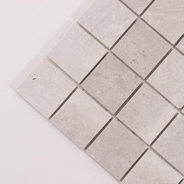 Gray Square Marble Mosaic Backsplash Tiles — mosaic vuông bằng đá marble xám