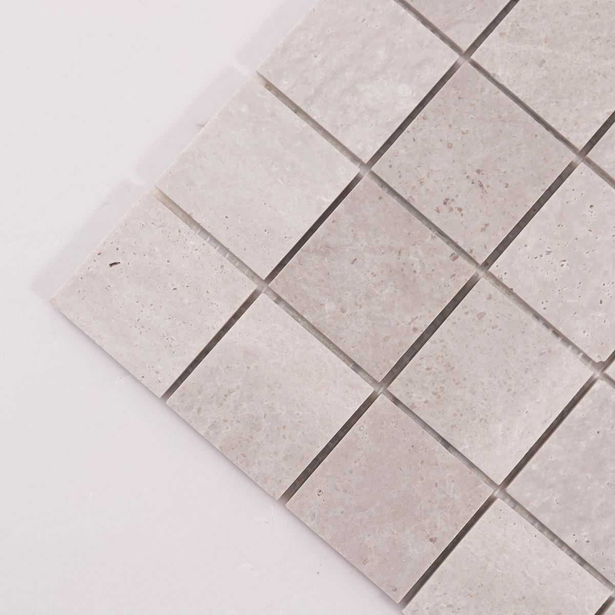 Gray Square Marble Mosaic Backsplash Tiles — mosaic vuông bằng đá marble xám