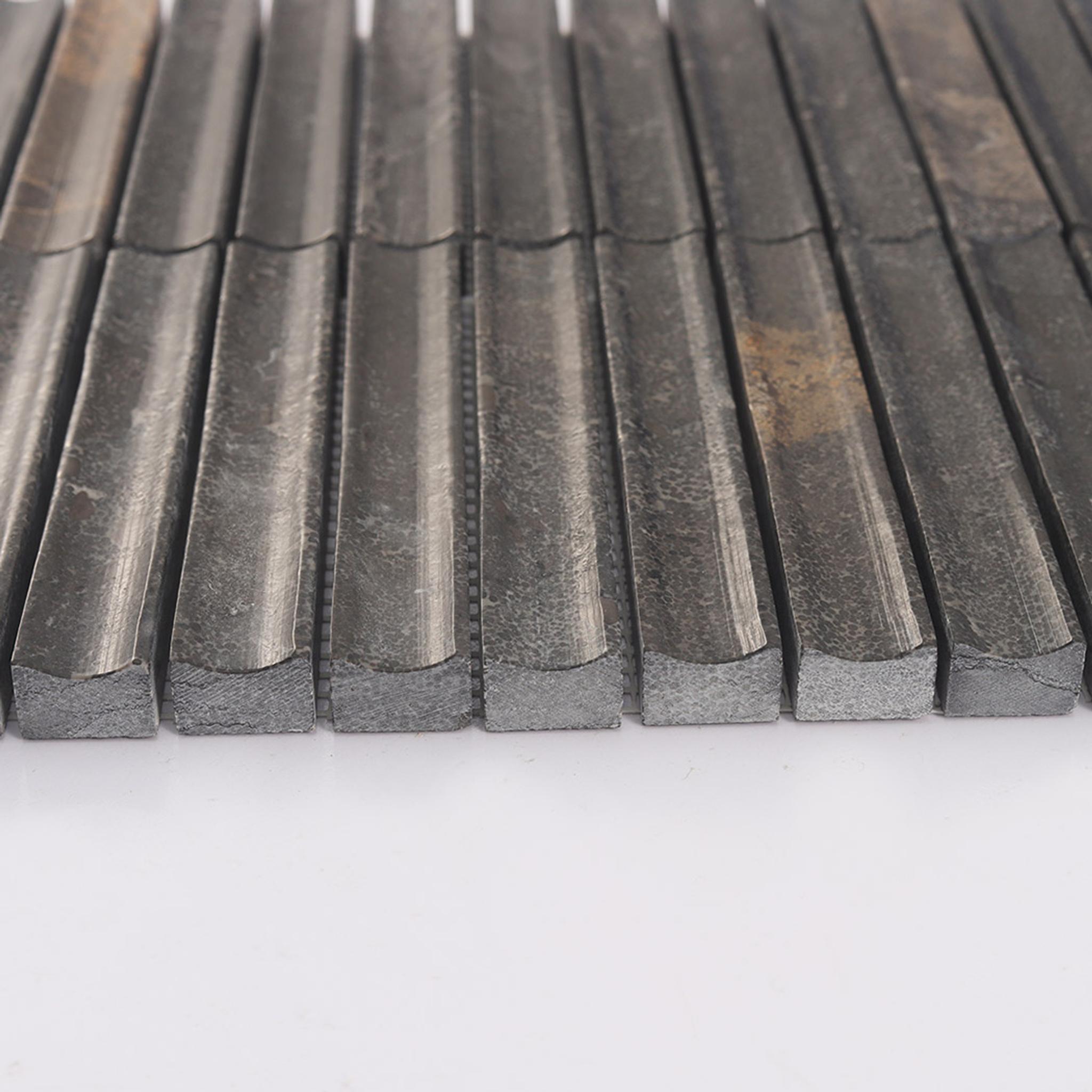 Dark Brown Fluted Marble Mosaic Tile — mosaic rãnh sọc (fluted) bằng đá marble nâu