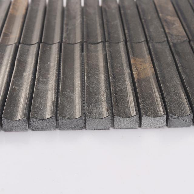 Dark Brown Fluted Marble Mosaic Tile — mosaic rãnh sọc (fluted) bằng đá marble nâu