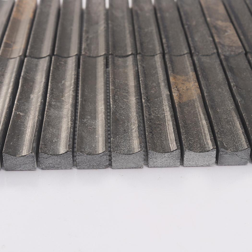 Dark Brown Fluted Marble Mosaic Tile — mosaic rãnh sọc (fluted) bằng đá marble nâu