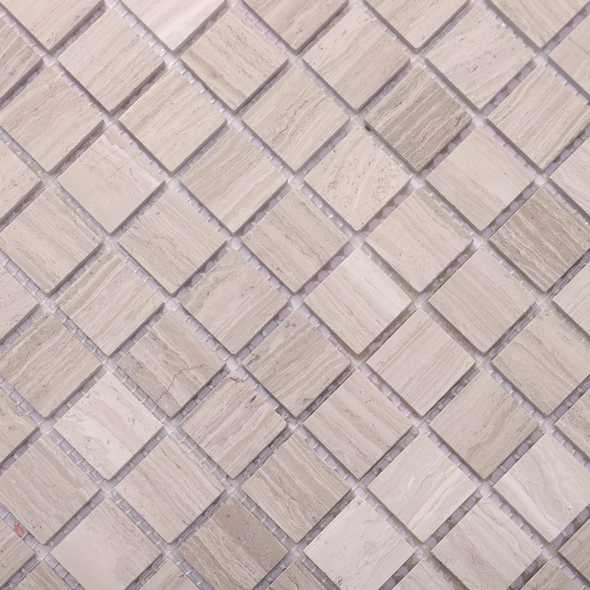 Grigio Legno Gray Marble Square Mosaic Tiles 23X23 — mosaic vuông bằng đá marble xám