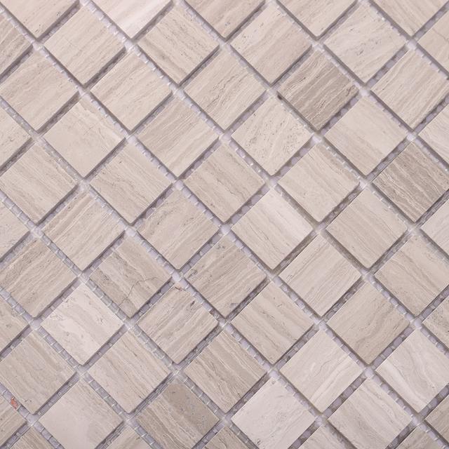 Grigio Legno Gray Marble Square Mosaic Tiles 23X23 — mosaic vuông bằng đá marble xám