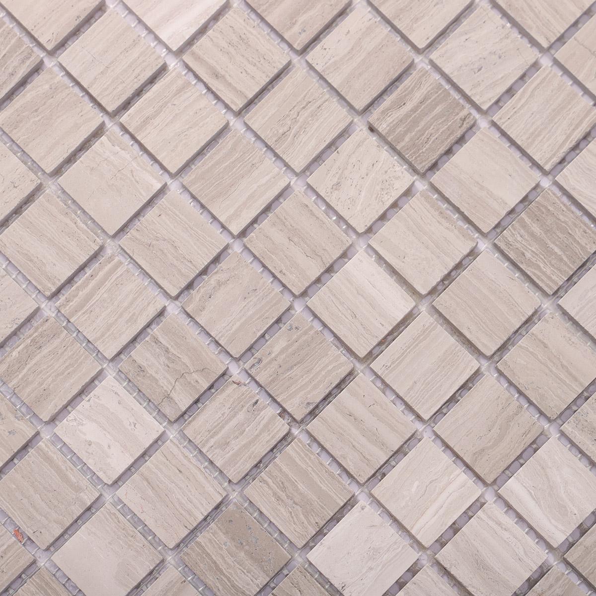 Grigio Legno Gray Marble Square Mosaic Tiles 23X23 — mosaic vuông bằng đá marble xám