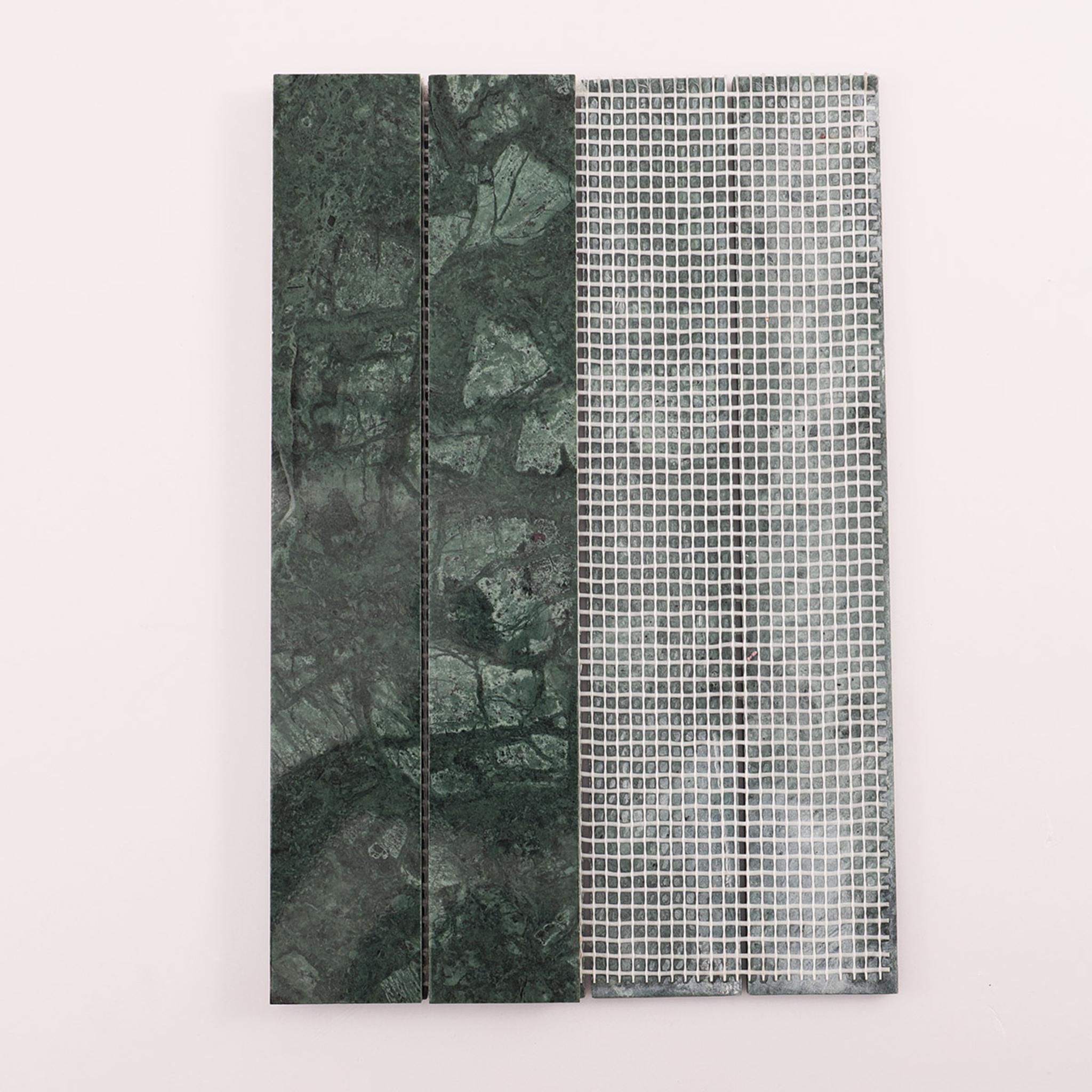 Long Stripe Dark Green Marble Vertical Subway Tile — mosaic subway (gạch thẻ) bằng đá marble xanh lục