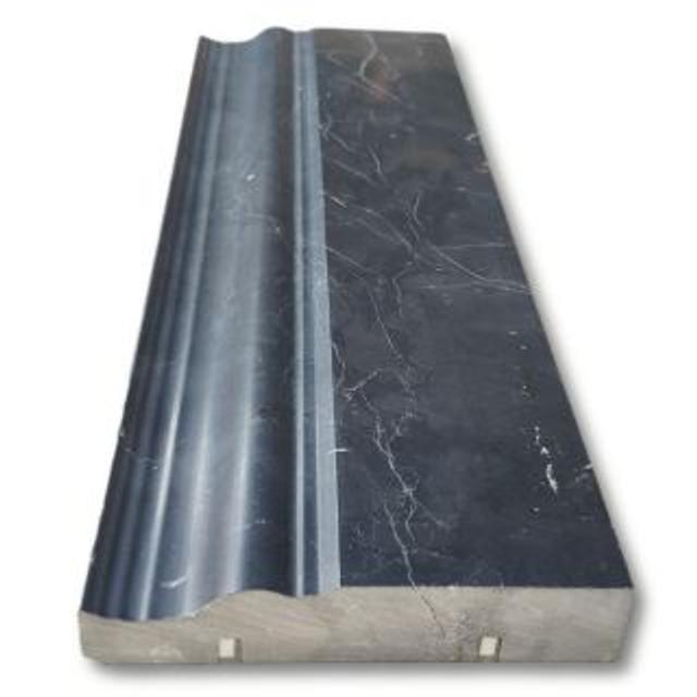 Phào chỉ đá Nero Marquina Crown (phào đỉnh) — bề mặt mài mờ (honed), Rochelle Stone