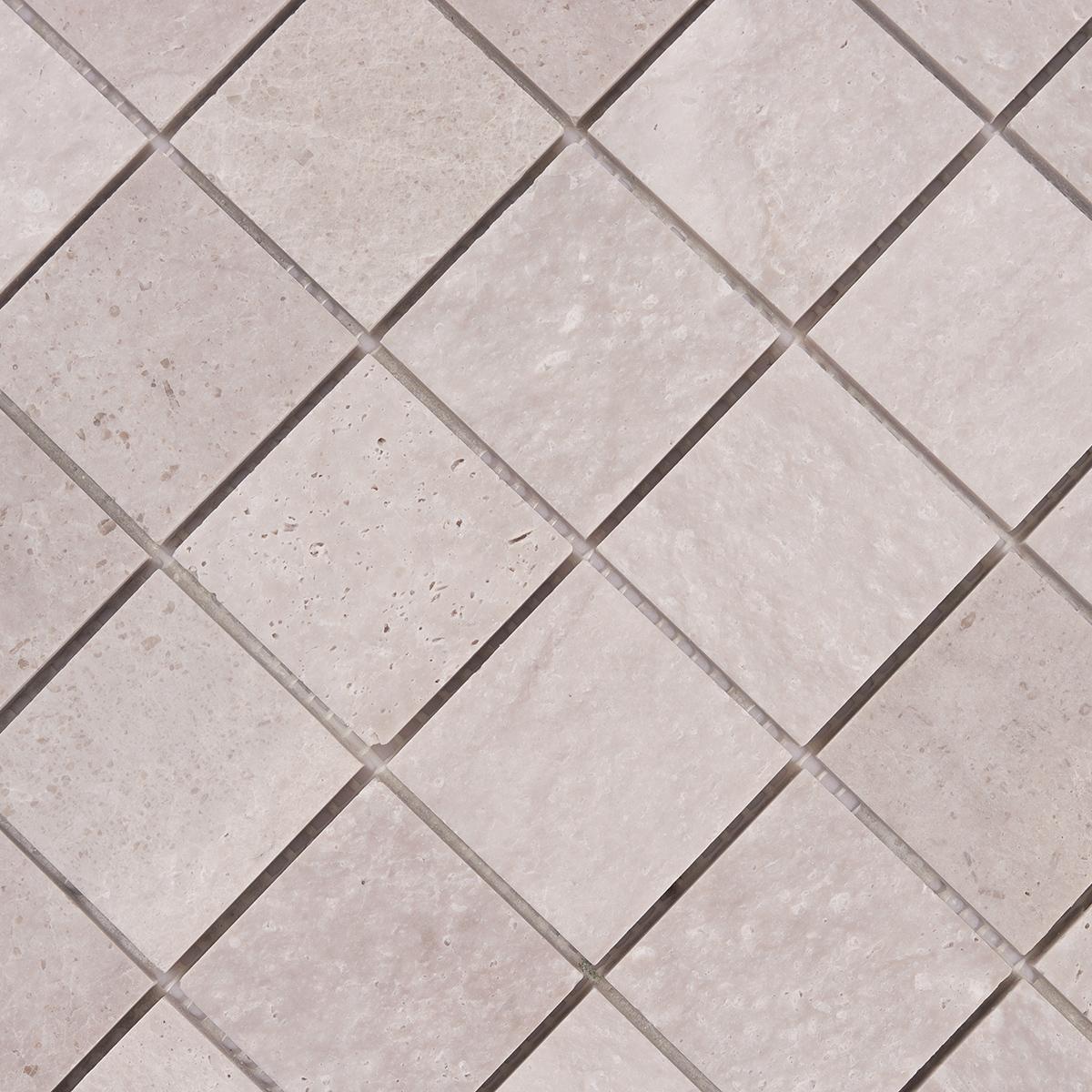 Gray Square Marble Mosaic Backsplash Tiles — mosaic vuông bằng đá marble xám