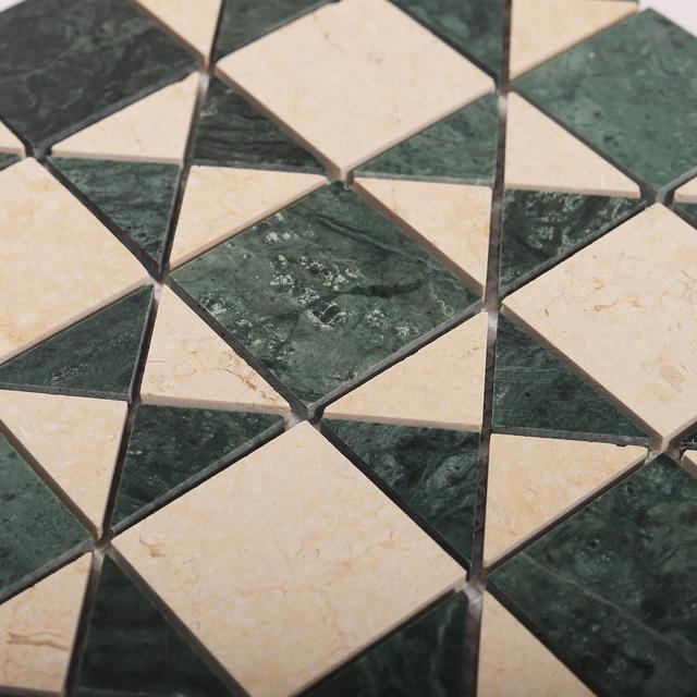 Natural Marble Green and Beige Mosaic Tiles — mosaic ghép nghệ thuật bằng đá marble xanh lục & beige