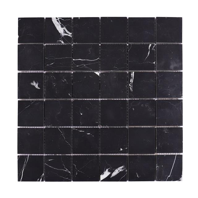 Nero Black Large Square Marble Mosaic Tile 2X2 — mosaic vuông bằng đá marble đen
