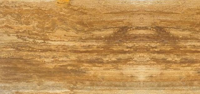 Mặt tấm Yellow Travertine — vân vein-cut vàng caramel, vân thực tế
