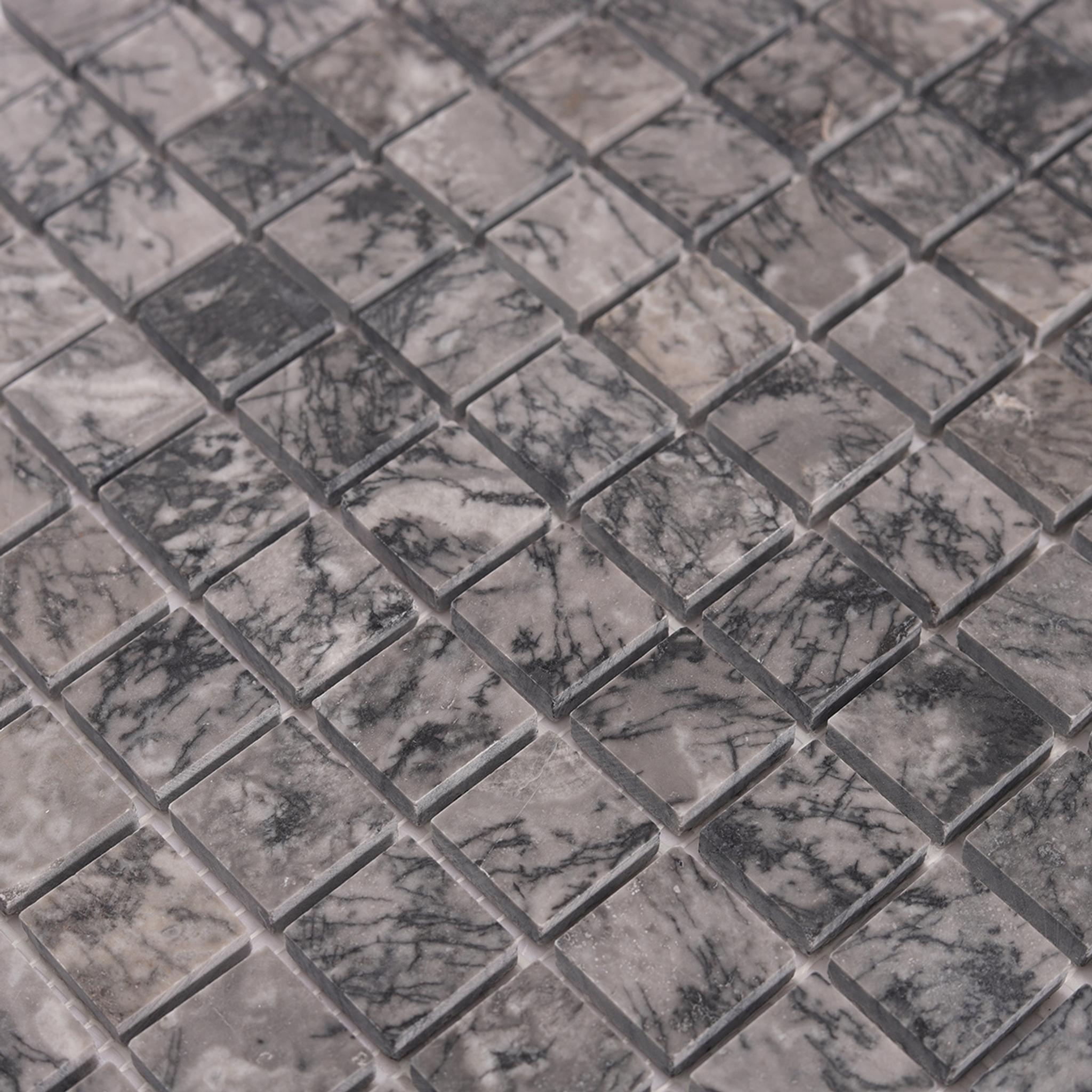 Bardiglio Gray Square Marble Polished Mosaic Tiles — mosaic vuông bằng đá marble xám