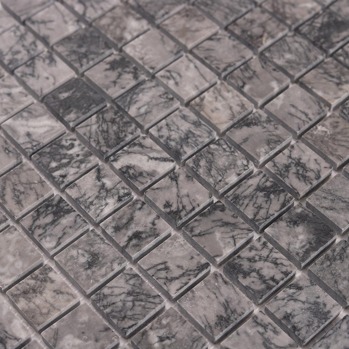 Bardiglio Gray Square Marble Polished Mosaic Tiles — mosaic vuông bằng đá marble xám
