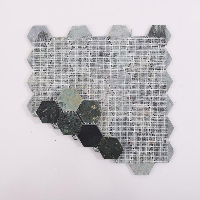 Indian Green Hexagon Natural Marble Mosaic Tile — mosaic lục giác bằng đá marble xanh lục