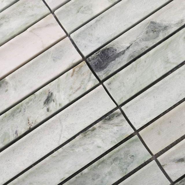 Ming Green Fluted Marble Honed Strip Mosaic Tile — mosaic rãnh sọc (fluted) bằng đá marble xanh lục