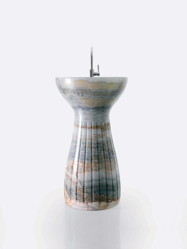 Lavabo đá nguyên khối tròn VII — nội thất đá Rochelle Stone