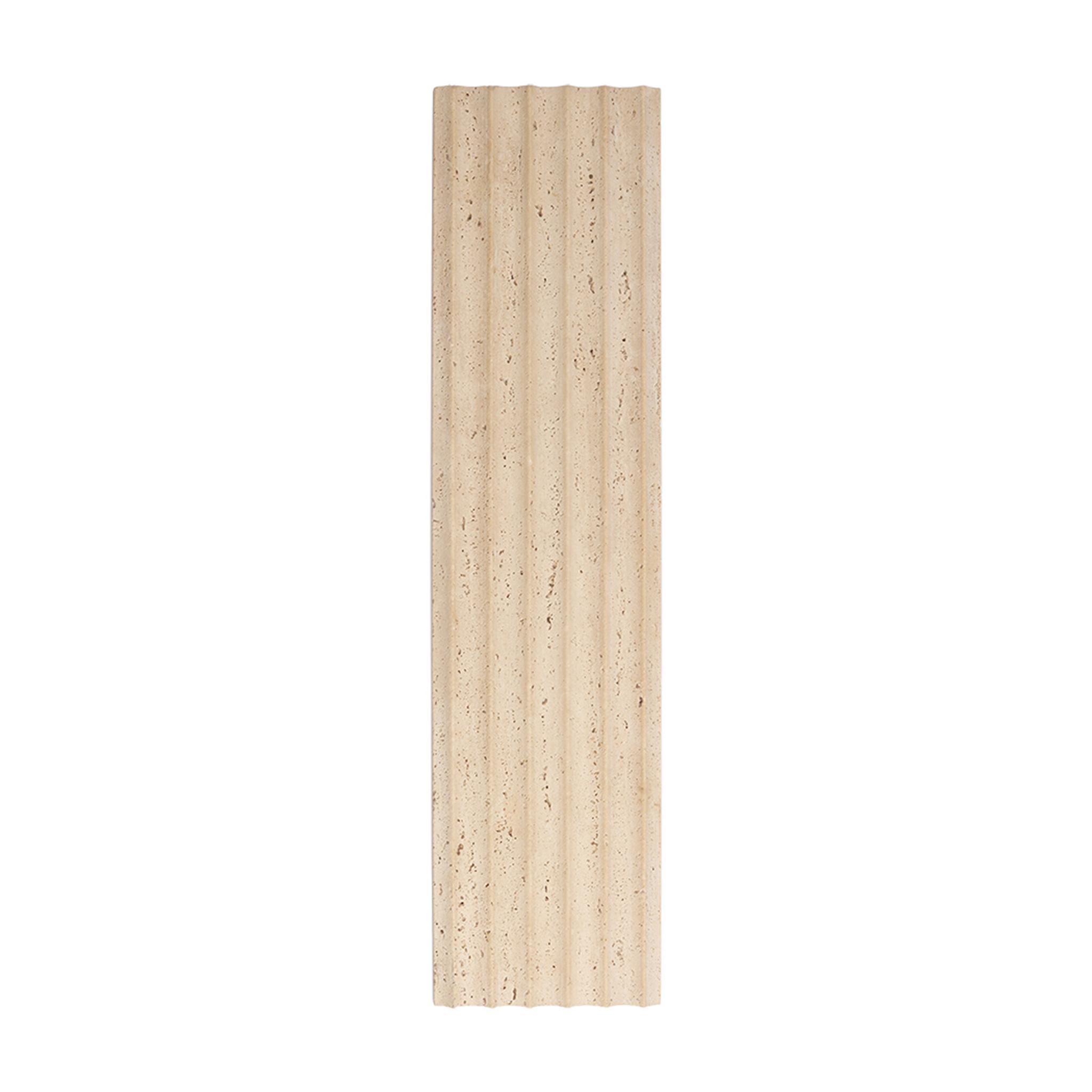 Beige Travertine Fluted Stone Tile for Warm Natural Wall Design — mosaic rãnh sọc (fluted) bằng đá travertine beige