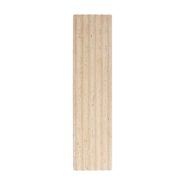 Beige Travertine Fluted Stone Tile for Warm Natural Wall Design — mosaic rãnh sọc (fluted) bằng đá travertine beige