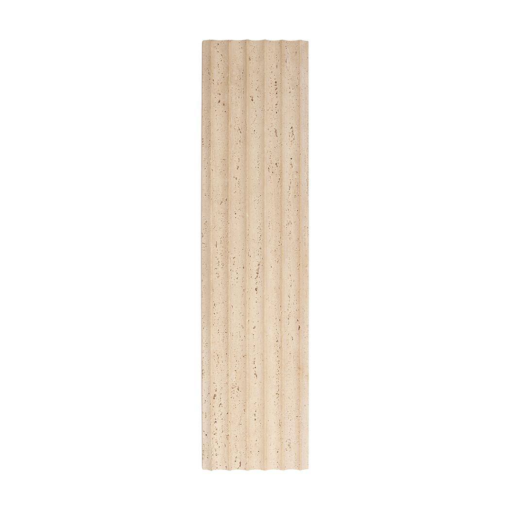 Beige Travertine Fluted Stone Tile for Warm Natural Wall Design — mosaic rãnh sọc (fluted) bằng đá travertine beige