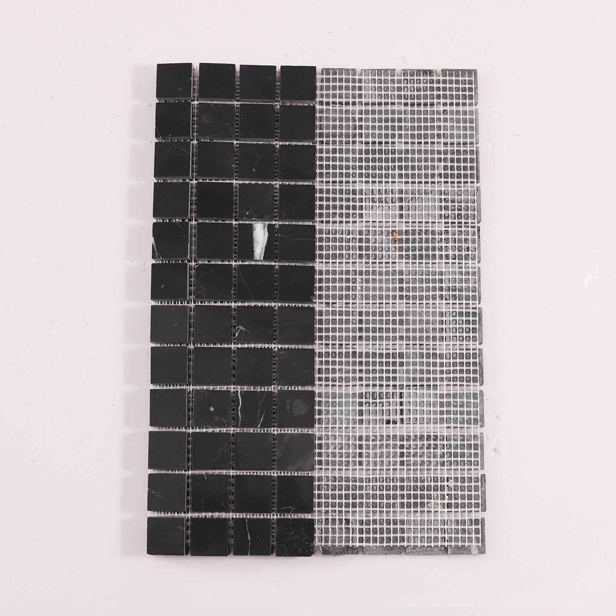 Nero Marquina Square Marble Mosaic Tiles — mosaic vuông bằng đá marble đen