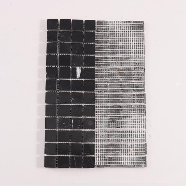 Nero Marquina Square Marble Mosaic Tiles — mosaic vuông bằng đá marble đen