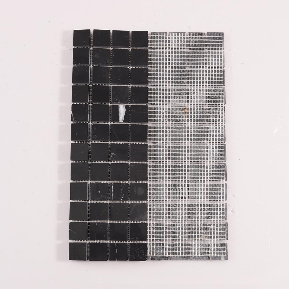 Nero Marquina Square Marble Mosaic Tiles — mosaic vuông bằng đá marble đen