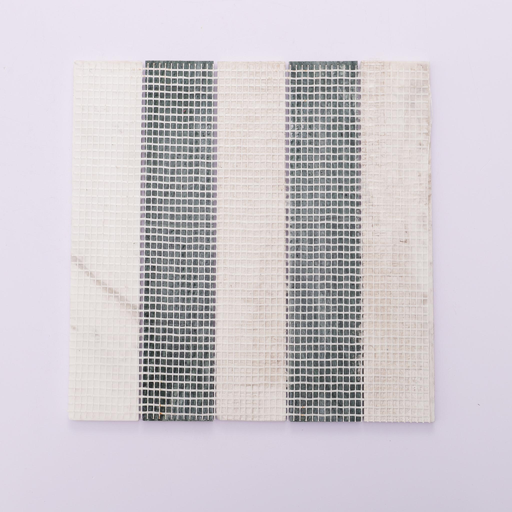 Green and White Vertical Subway Marble Mosaic — mosaic subway (gạch thẻ) bằng đá marble xanh & trắng