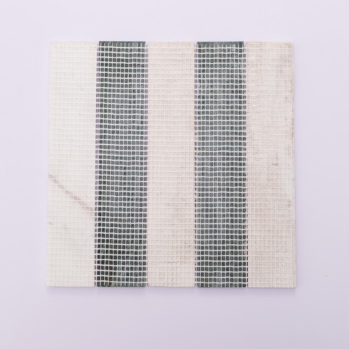 Green and White Vertical Subway Marble Mosaic — mosaic subway (gạch thẻ) bằng đá marble xanh & trắng
