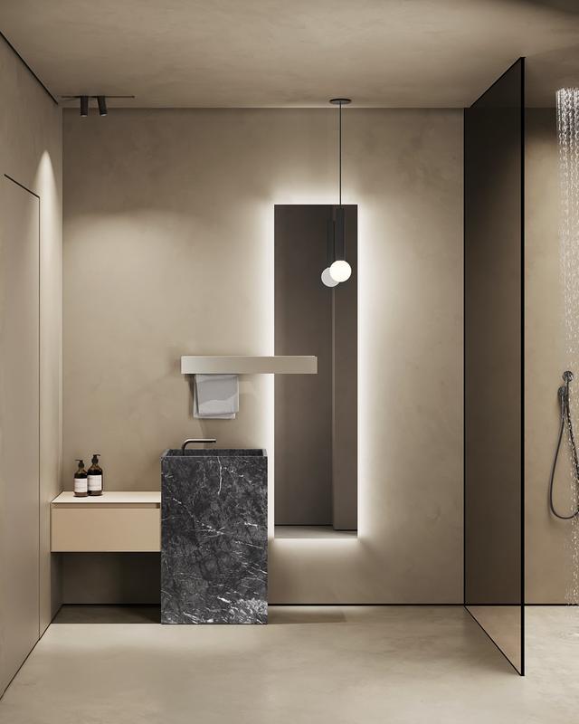 Lavabo MyStreet đặt sàn — lavabo đá tự nhiên Rochelle