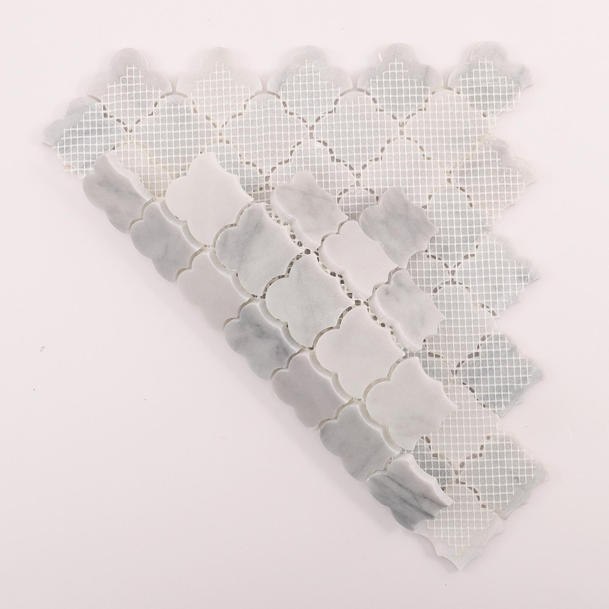Carrara White Cloud Natural Stone Mosaic Tiles — mosaic ghép nghệ thuật bằng đá marble trắng & trắng Carrara