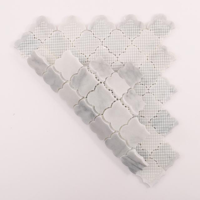 Carrara White Cloud Natural Stone Mosaic Tiles — mosaic ghép nghệ thuật bằng đá marble trắng & trắng Carrara