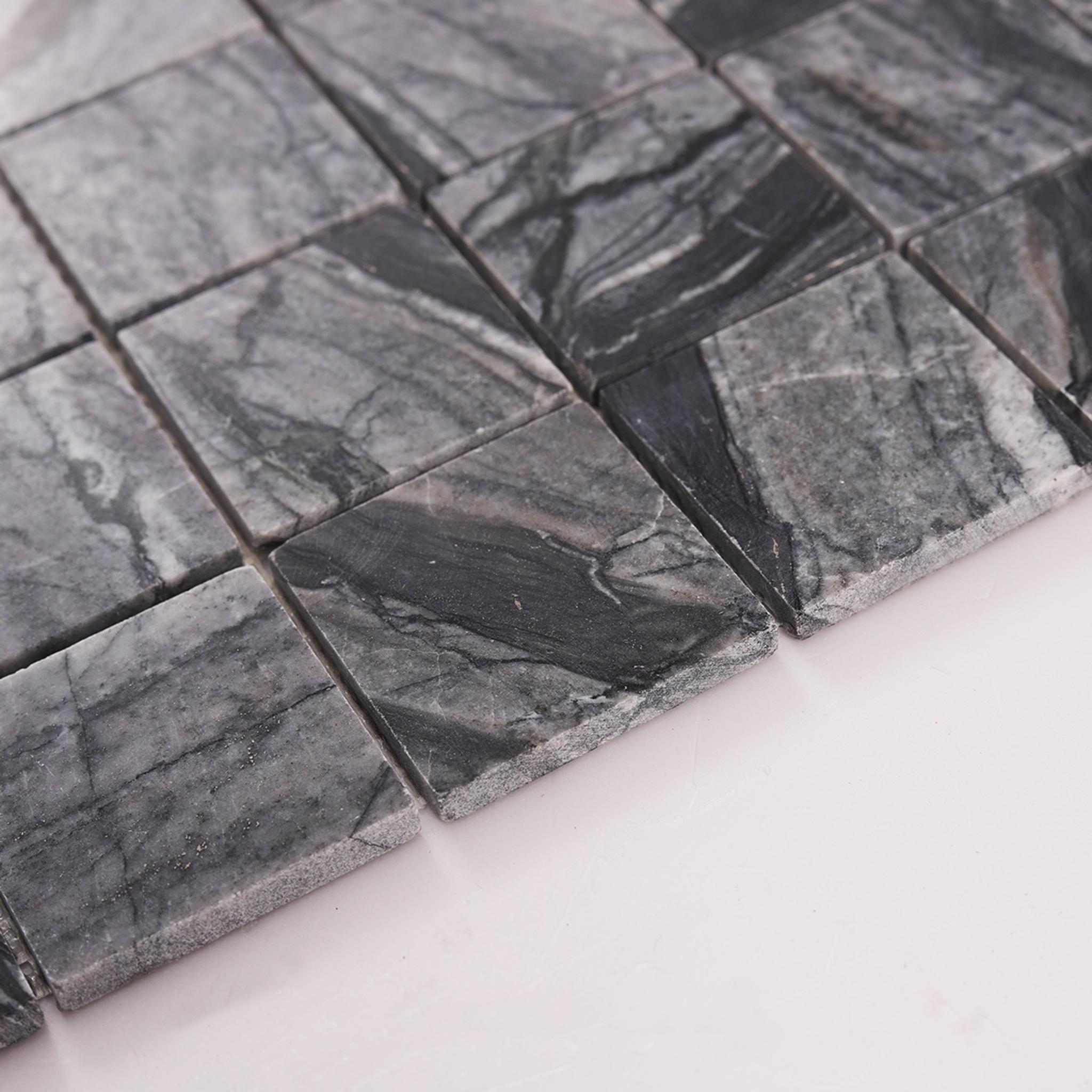 Bardiglio Square Marble Mosaic Tiles 48X48 for Elegant Spaces — mosaic vuông bằng đá marble tự nhiên