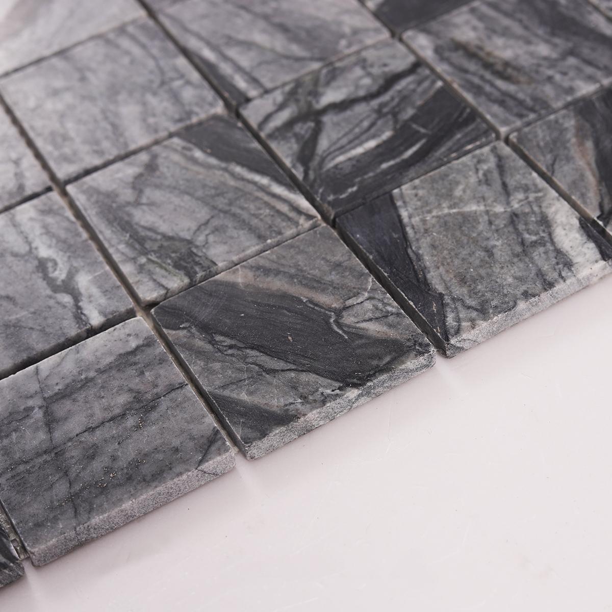 Bardiglio Square Marble Mosaic Tiles 48X48 for Elegant Spaces — mosaic vuông bằng đá marble tự nhiên