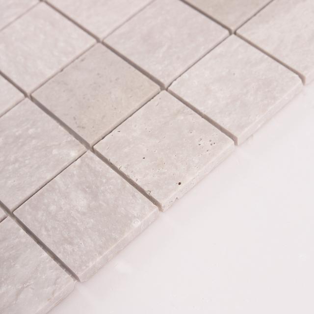 Gray Square Marble Mosaic Backsplash Tiles — mosaic vuông bằng đá marble xám