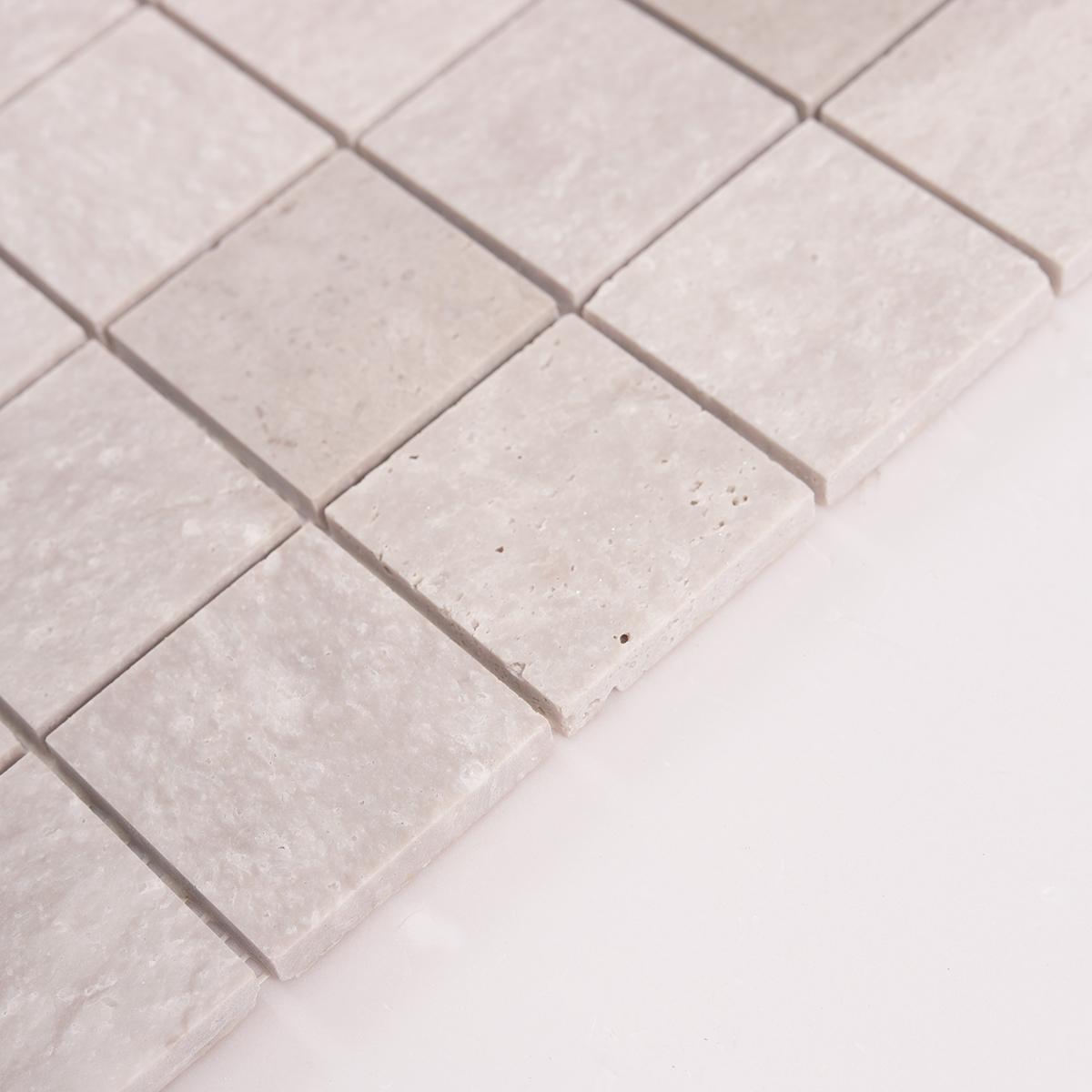 Gray Square Marble Mosaic Backsplash Tiles — mosaic vuông bằng đá marble xám