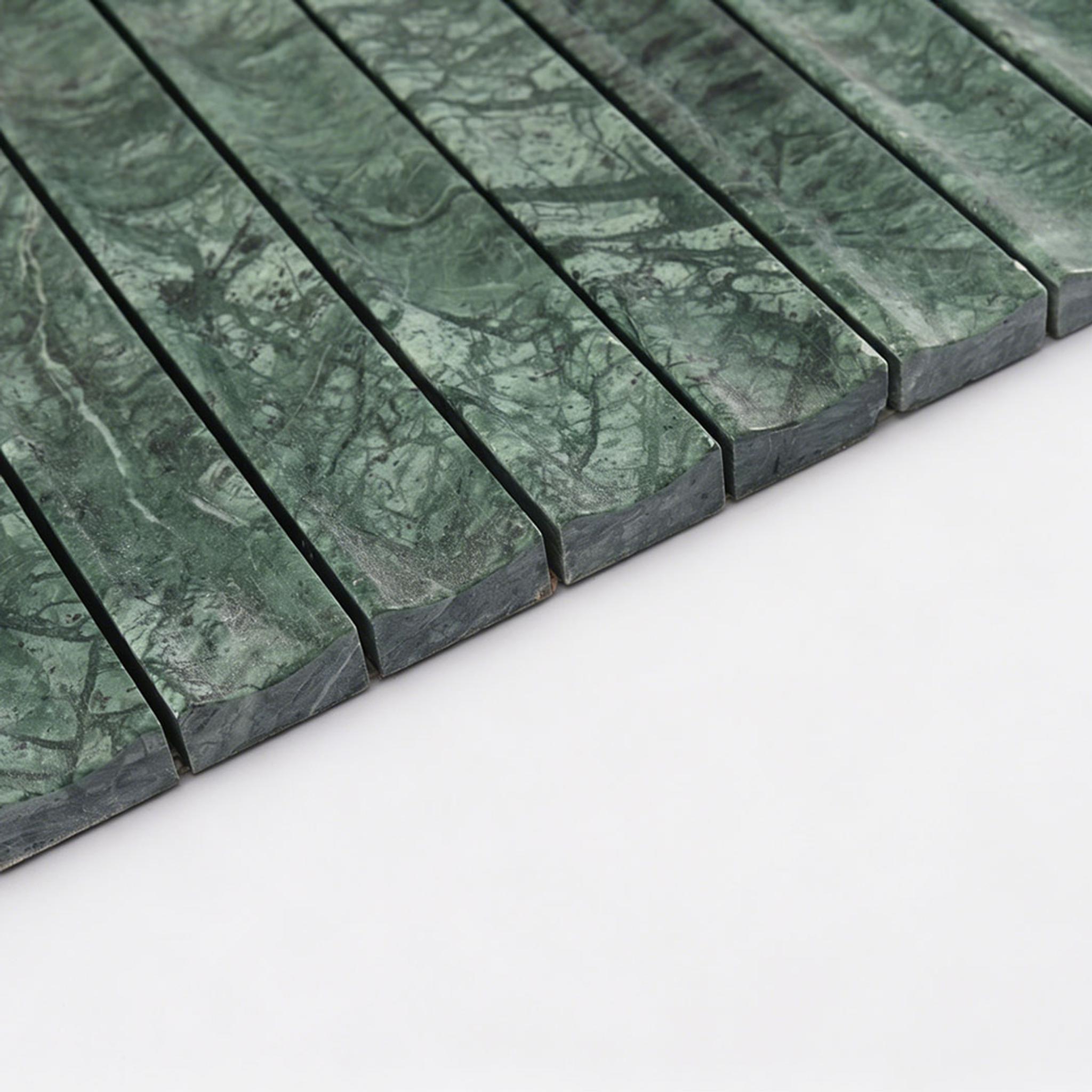 Empress Green Marble Fluted Tile — mosaic rãnh sọc (fluted) bằng đá marble xanh lục
