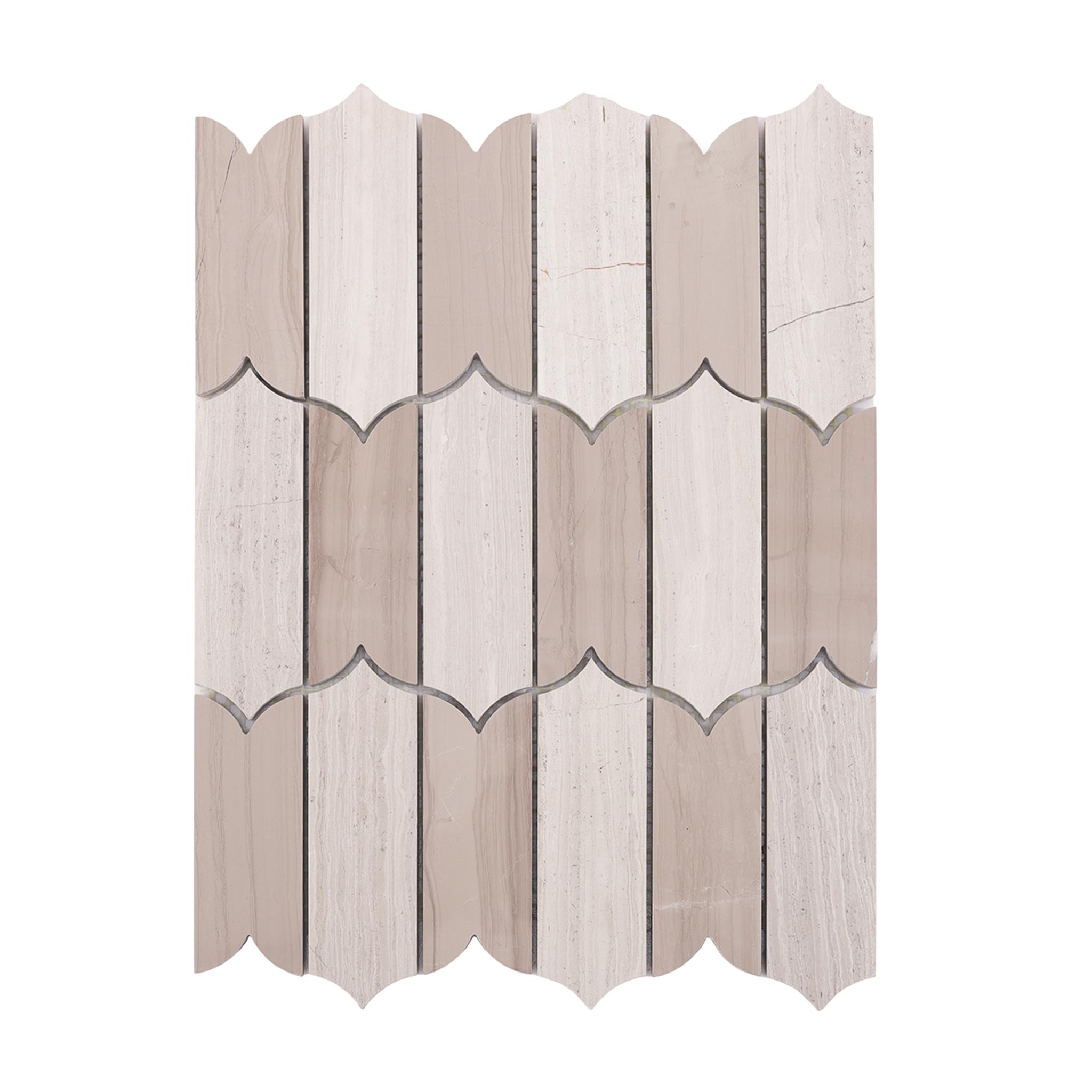 Limestone Wooden Beige Marble Mosaic Tile for Natural Interiors — mosaic ghép nghệ thuật bằng đá vôi (limestone) beige