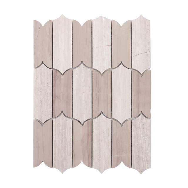 Limestone Wooden Beige Marble Mosaic Tile for Natural Interiors — mosaic ghép nghệ thuật bằng đá vôi (limestone) beige