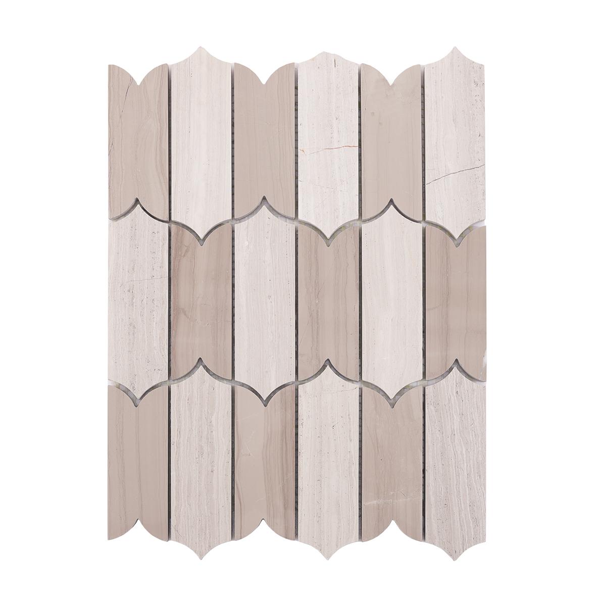 Limestone Wooden Beige Marble Mosaic Tile for Natural Interiors — mosaic ghép nghệ thuật bằng đá vôi (limestone) beige