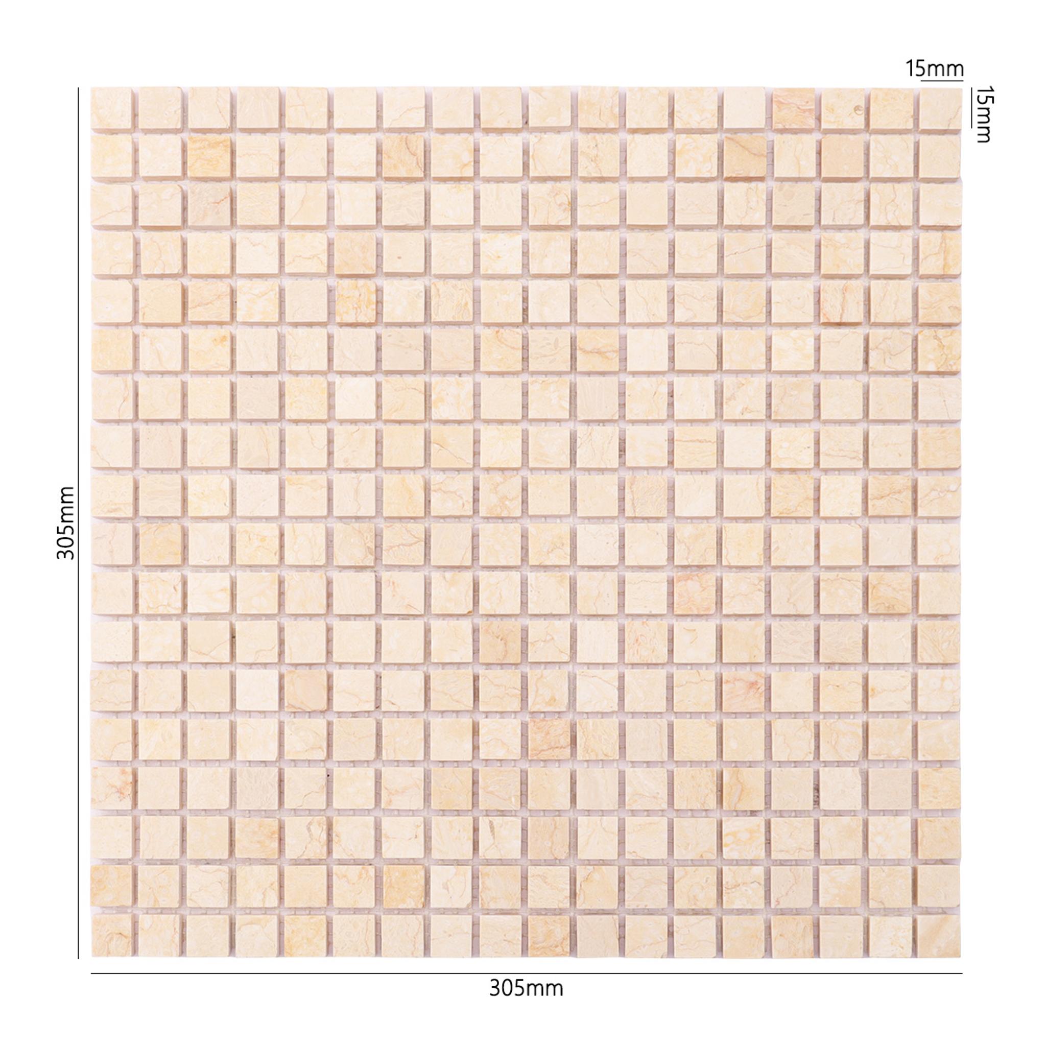 Crema Marfil Polished Beige Marble Mosaic Backsplash Tile — mosaic ghép nghệ thuật bằng đá marble beige
