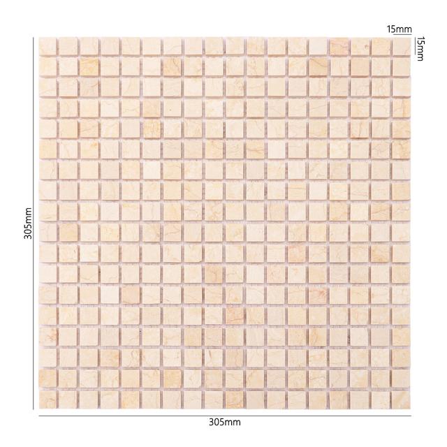Crema Marfil Polished Beige Marble Mosaic Backsplash Tile — mosaic ghép nghệ thuật bằng đá marble beige