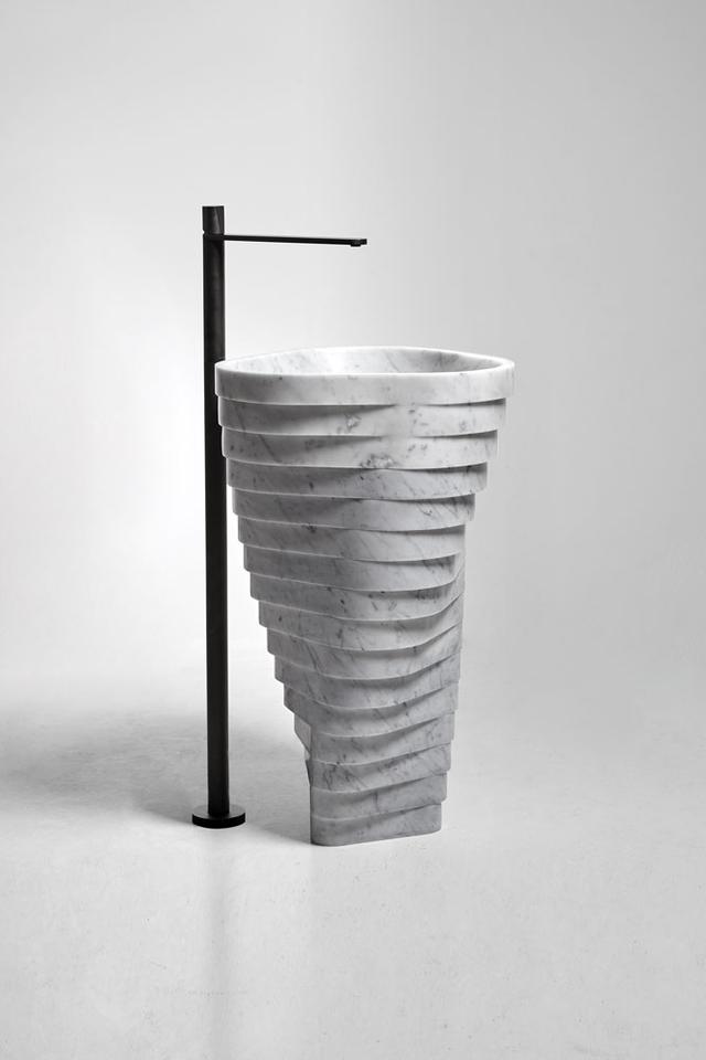 Lavabo Vortice đặt sàn — lavabo đá tự nhiên Rochelle