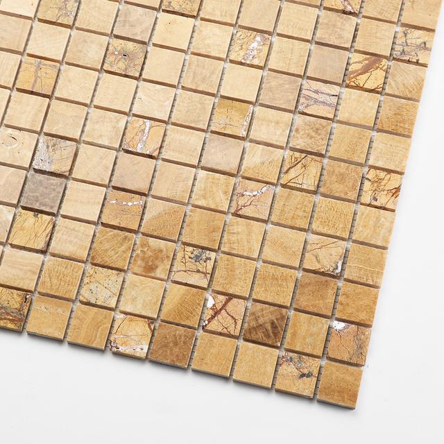 Polished Emperador Light Marble Square Mosaic Tiles — mosaic vuông bằng đá marble nâu Emperador