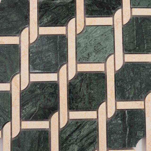 Rockart Medallion Green Marble Mosaic Tiles — mosaic ghép nghệ thuật bằng đá marble xanh lục