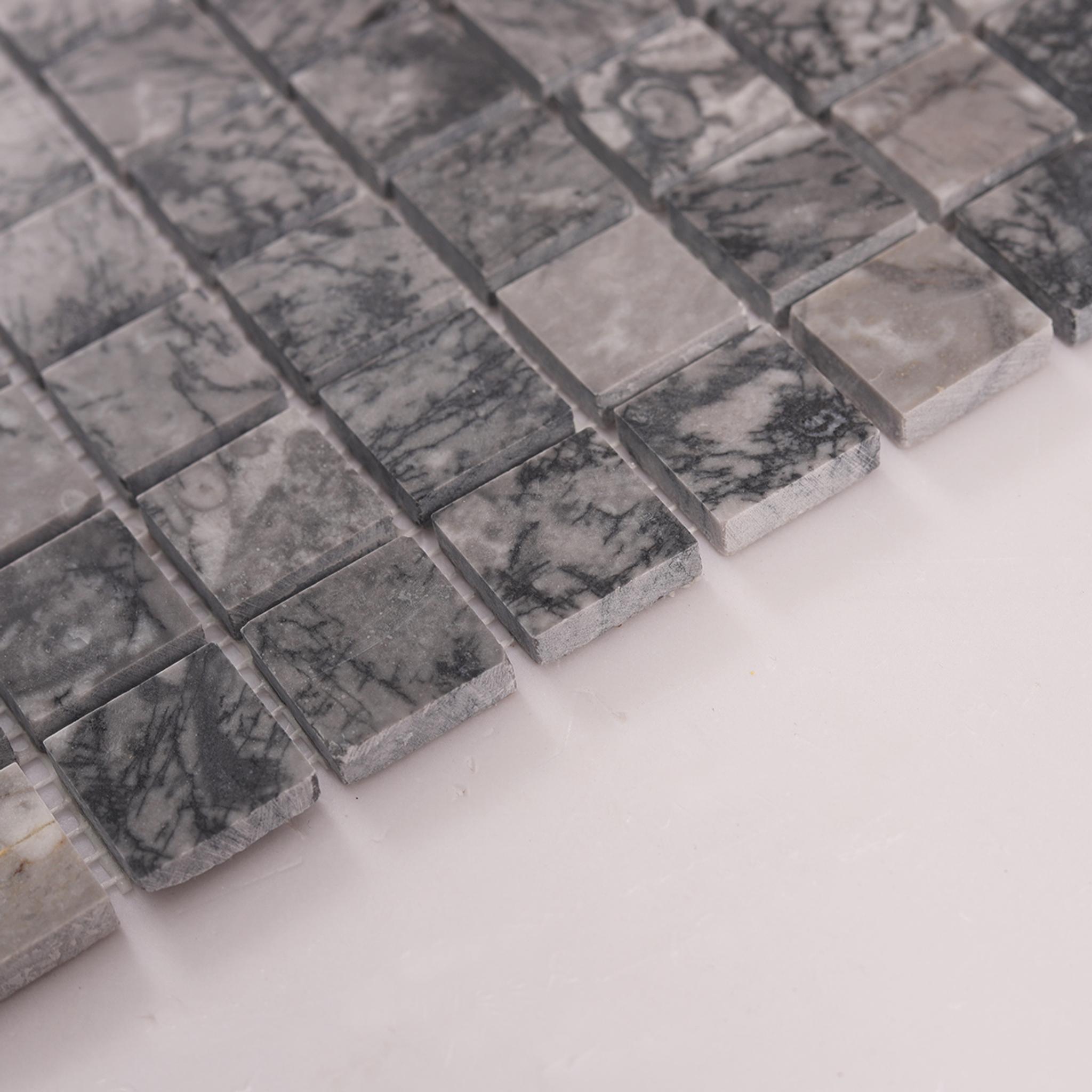 Bardiglio Gray Square Marble Polished Mosaic Tiles — mosaic vuông bằng đá marble xám