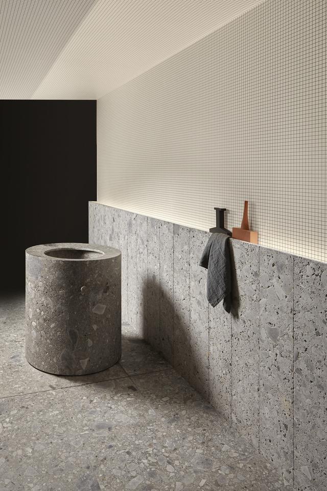 Lavabo Anima Liquida đặt sàn — lavabo đá tự nhiên Rochelle