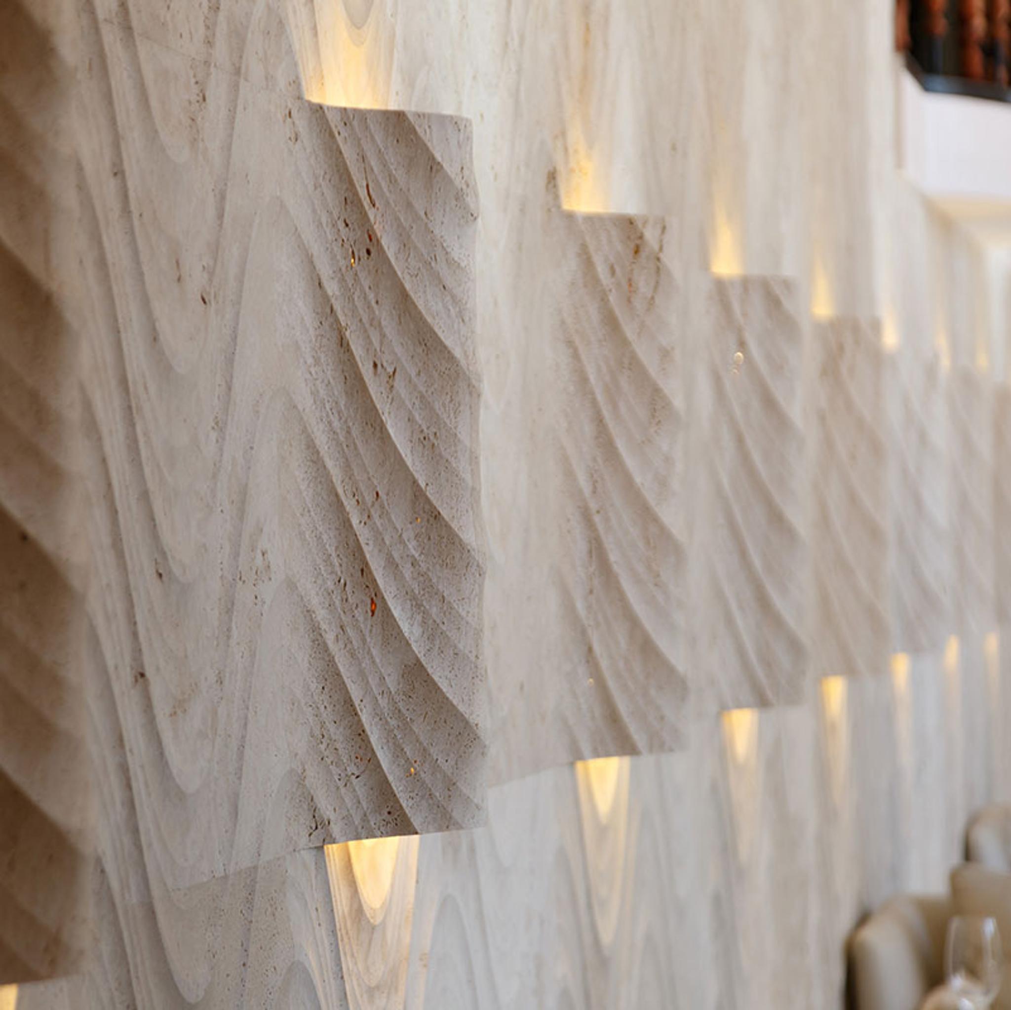 Vách đá 3D Seta — bề mặt đá tự nhiên điêu khắc nổi khối, Lithos