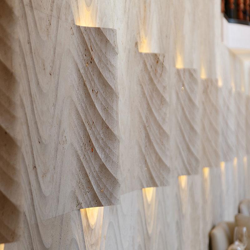 Vách đá 3D Seta — bề mặt đá tự nhiên điêu khắc nổi khối, Lithos